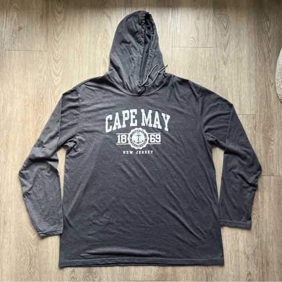 Cape May New Jersey Lightweight Long Sleeve Pullover Hoodie XXL Gray Unisex Cozy - Picture 3 of 7